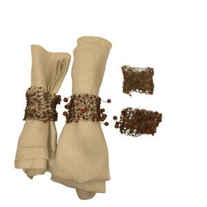 Red Beaded Wire Napkin Rings Wraps Lot 4